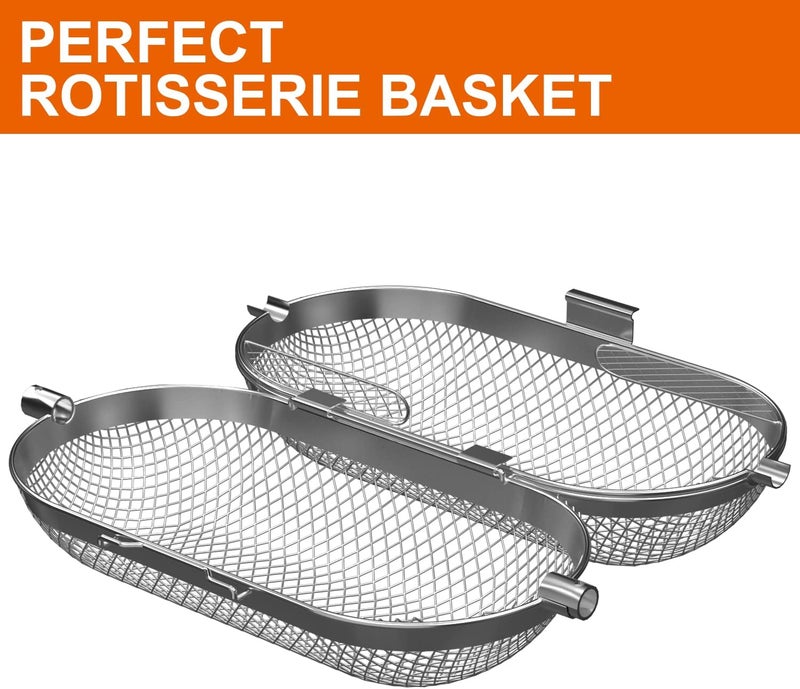 MixRBBQ Rotisserie Basket Grill Accessories, Stainless Steel Rotisserie Baskets for Napoleon Outdoor Grill, Universal Fits for Kabobs French Fries Veggies Fits - Image 5